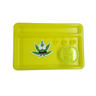 Plastic Rolling Tray w/ Grinder (Green)
