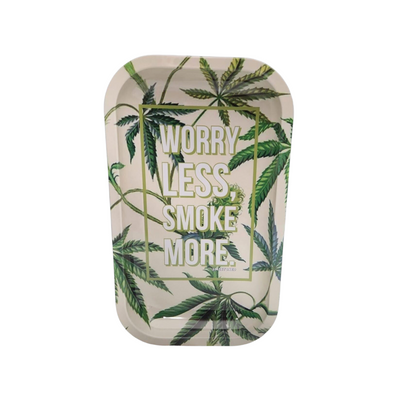 Worry Less Smoke More Rolling Tray w/ Magnetic Lid (without lid)